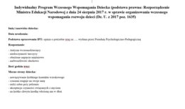 Indywidualny program Wczesnego Wspomagania Rozwoju Dziecka