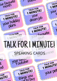 TALK FOR 1 MINUTE! - zestaw 100 speaking cards - summer speaking set - mówienie - rozmówki - gra językowa - angielski - A2 - B1 - matura ustna
