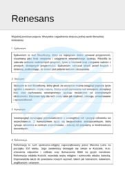 Renesans – Najważniejsze Zagadnienia – Karty Pracy dla Maturzystów