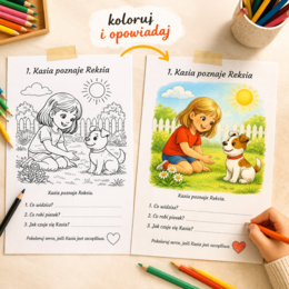 Kasia ma pieska Reksia – karty opowiadania obrazkowego