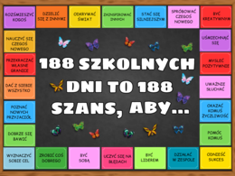 Gazetka motywacyjna na rozpoczęcie roku szkolnego - „188 SZKOLNYCH DNI TO 188 SZANS ABY,…”