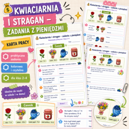 Kwiaciarnia i stragan – zadania z pieniędzmi