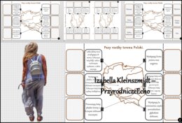 Notatka okienkowa/stacja zadaniowe/notatka interaktywna/notatka graficzna/karta pracy/sketchnotka „Pasy rzeźby terenu” , „Ukształtowanie Polski” w pdf do SP. Geografia 7 , dział „Środowisko przyrodnicze Polski”. Materiał wykonany na podstawie podręcznika