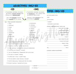 ADJECTIVES - ED - ING - przymiotniki z końcówką -ed i -ing - karta pracy - ćwiczenia - zadania - do wydrukowania - .pdf