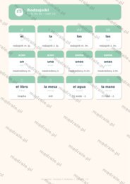 FISZKI "JĘZYK HISZPAŃSKI – ROZDZIAŁ 1: PODSTAWY" KARTA PRACY