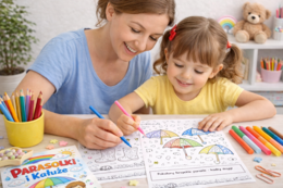 Kolorowanka: Parasolki i kałuże