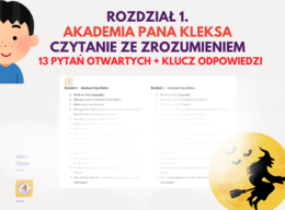 📚 Karta pracy, czytanie ze zrozumieniem do 1 rozdziału lektury „Akademia Pana Kleksa”!