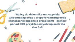 Wpisy do dziennika nauczyciela wspomagającego / współorganizującego kształcenie pakiet ponad 600 wpisów