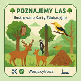 Ilustrowane karty pracy. Dopasuj ilustrację (element lasu) do podpisu.