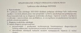 Sprawozdanie pedagoga szkolnego I półrocze 2025/2026