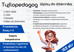 Wpisy do dziennika - Tyflopedagog - propozycje, przykłady