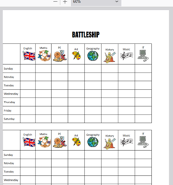 Battleship - school subjects, have got, the days of the week (GRA W STATKI)