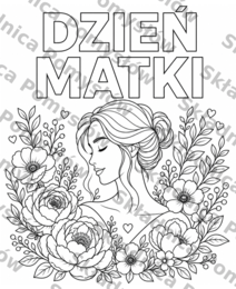 KOLOROWANKA XXL NA DZIEŃ MATKI – pakiet: 6 KARTEK A4 DO SKŁADANIA + MINIATURA A4; dekoracja, gazetka