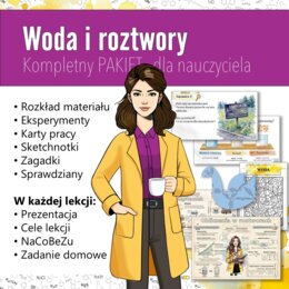 Woda i roztwory: Kompletny PAKIET materiałów do całego działu dla nauczyciela (chemia, kl 7).