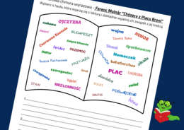 Lekturowa chmura wyrazowa - CHŁOPCY Z PLACU BRONI – lektury obowiązkowe – chmura - karta pracy – EGZAMIN – powtórka