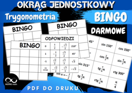 OKRĄG JEDNOSTKOWY - BINGO. Trygonometria na wesoło. Gra matematyczna