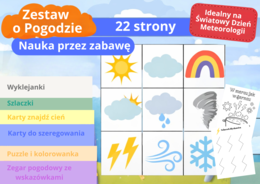 🌦️ Pogoda – Wielki Zestaw Edukacyjny (22 strony) | Zabawy, Puzzle i Karty Pracy ☀️❄️