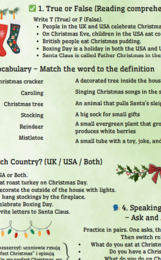 Karta pracy/czytanka Christmas Traditions A2