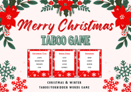 CHRISTMAS TABOO / FORBIDDEN WORDS ESL SPEAKING GAME – Świąteczna gra językowa po angielsku (120 kart, poziom A2-C1)
