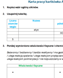 Karta pracy / kartkówka ALKINY