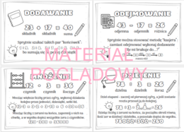 Suma, różnica, iloczyn, iloraz - notatka, plansza, wklejka