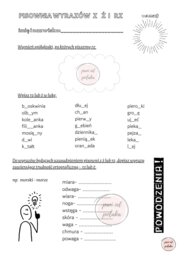 Kartkówka ortograficzna- pisownia rz i ż, klasa 4