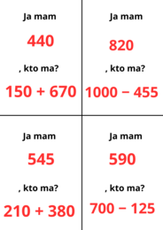 GRA JA MAM..., KTO MA... - DODAWANIE I ODEJMOWANIE W ZAKRESIE 1000