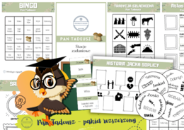 Pan Tadeusz. Pakiet rozszerzony. Stacje zadaniowe. Ikonki. Bingo. Ja mam, kto ma? Karty pracy. Gry