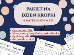 📦 Pakiet „Dzień Kropki” 🔴✨ – karty pracy, krzyżówka, wykreślanka, dyplom – kreatywność, wyobraźnia, sztuka – klasy 1–8, świetlica, godzina wychowawcza