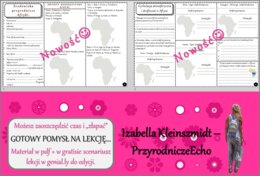 Karta pracy/stacje zadaniowe/notatki do tematu „Środowisko przyrodnicze Afryki.” w pdf. W gratisie niekomercyjny scenariusz lekcji/pomysł na lekcję w programie genial.ly do edycji. Geografia 8. Dział „Afryka”.