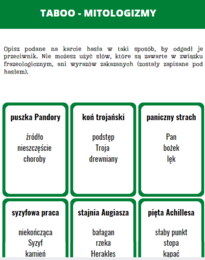 Mitologizmy - gry i ćwiczenia