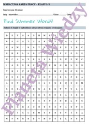 🌞WAKACYJNA KARTA PRACY 🌞 – SUMMER FUN – KLASY 1-3 SZKOŁY PODSTAWOWEJ - POZIOM A1/A1+ - WAKACYJNE SŁÓWKA, WYKREŚLANKA, SPAKUJ WALIZKE!, OPISZ OBRAZEK, CO LUBISZ ROBIĆ LATEM + ODPOWIEDZI