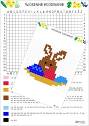 Wiosna, Święta... kodowanie! Króliczek- karta pracy, kodowanka wiosenna