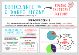 Obliczanie % z danej liczby - 4 SKUTECZNE METODY + ROZWIĄZANIA KROK PO KROKU / kl. 7-8 / PDF do druku