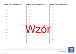 Kwadrat liczb naturalnych | matematyka | 26 kolumn