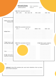 Sprawdzian - działania pisemne. Klasa 4