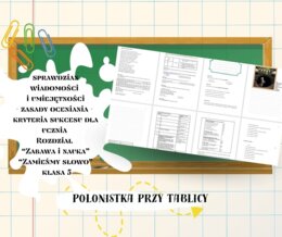 Sprawdzian z odpowiedziami oraz kryteria sukcesu dla ucznia do rozdziału V pt. NAUKA I ZABAWA do podręcznika wydawnictwa WSiP Zamieńmy słowo dla klasy 5