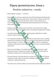 Figury geometryczne, klasa 7, sztafeta zadaniowa, powtórzenie przed sprawdzianem