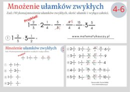Mnożenie ułamków zwykłych / KARTY PRACY kl.4 – kl.6 PDF + ROZWIĄZANIA