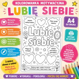 Kolorowanka motywacyjna. Lubię siebie