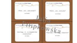 Future Simple Karty do mówienia/ Mówienie/ Speaking/ Zestaw/ Pakiet/ Klasy 4-8/ Klasy 4-6/ Klasy 6-8/ SP/ Warm-up/ Rozgrzewka/ Gramatyka/ Grammar/ Speaking cards grammar/ Grammar cards/ E8