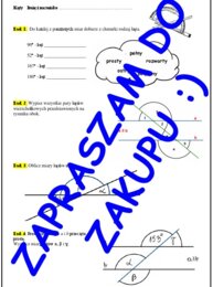 Kąty - karta pracy lub kartkówka. Klasy 6-8 SP.