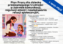 Plan Pracy dla dziecka przejawiającego trudności w zakresie komunikacji, regulacji emocji i nawiązywania relacji społecznych