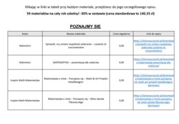 Zestaw materiałów matematycznych na cały rok szkolny dla klasy 5