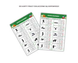 Summer Olympics Vocabulary Worksheet Set, names of sports and equipment - Igrzyska Olimpijskie, Słownictwo, Karty pracy, nazwy sportów i wyposażenia, dodatkowo mini karty obrazkowe i wyrazowe do gry w memory, angielski dla sportowców