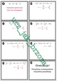 Rozwiązywanie równań, równania, klasa 7, praca w grupach, wyścigi rzędów