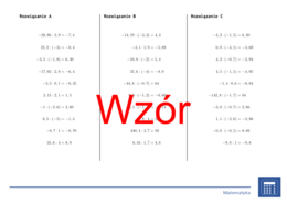 Mnożenie i dzielenie liczb dziesiętnych dodatnich i ujemnych | matematyka | 26 kolumn