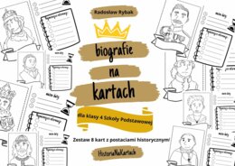Biografie na kartach - zestaw 8 kart z postaciami historycznymi