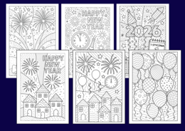 🎆NOWY ROK - Noworoczne kolorowanki w stylu zentangle – zestaw 22 kart
