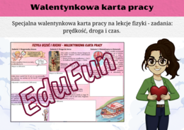Fizyka prędkość, droga, czas - Walentynkowa karta pracy